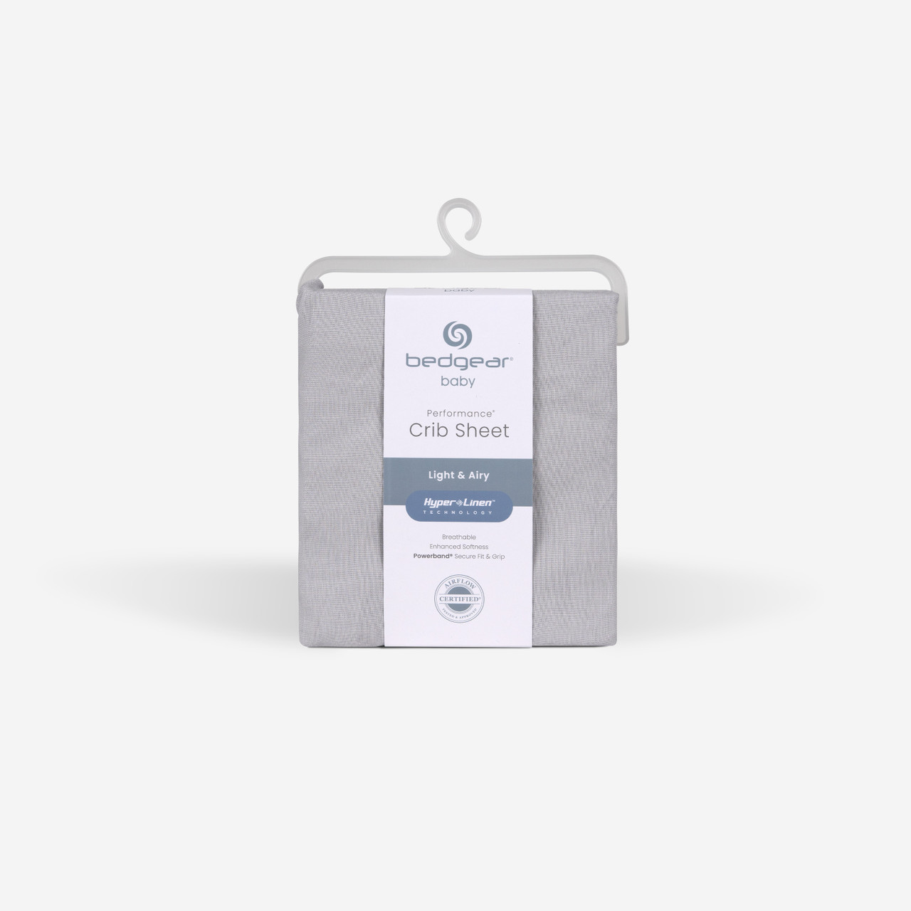 Crib Size - Bedgear Hyper-Linen Bamboo Blend Fitted Sheet Outer Packaging, Grey Color