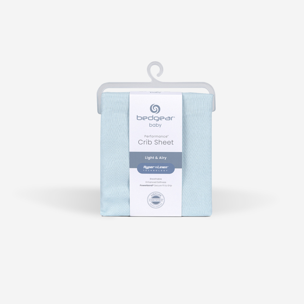 Crib Size - Bedgear Hyper-Linen Bamboo Blend Fitted Sheet Outer Packaging, Baby Blue Color