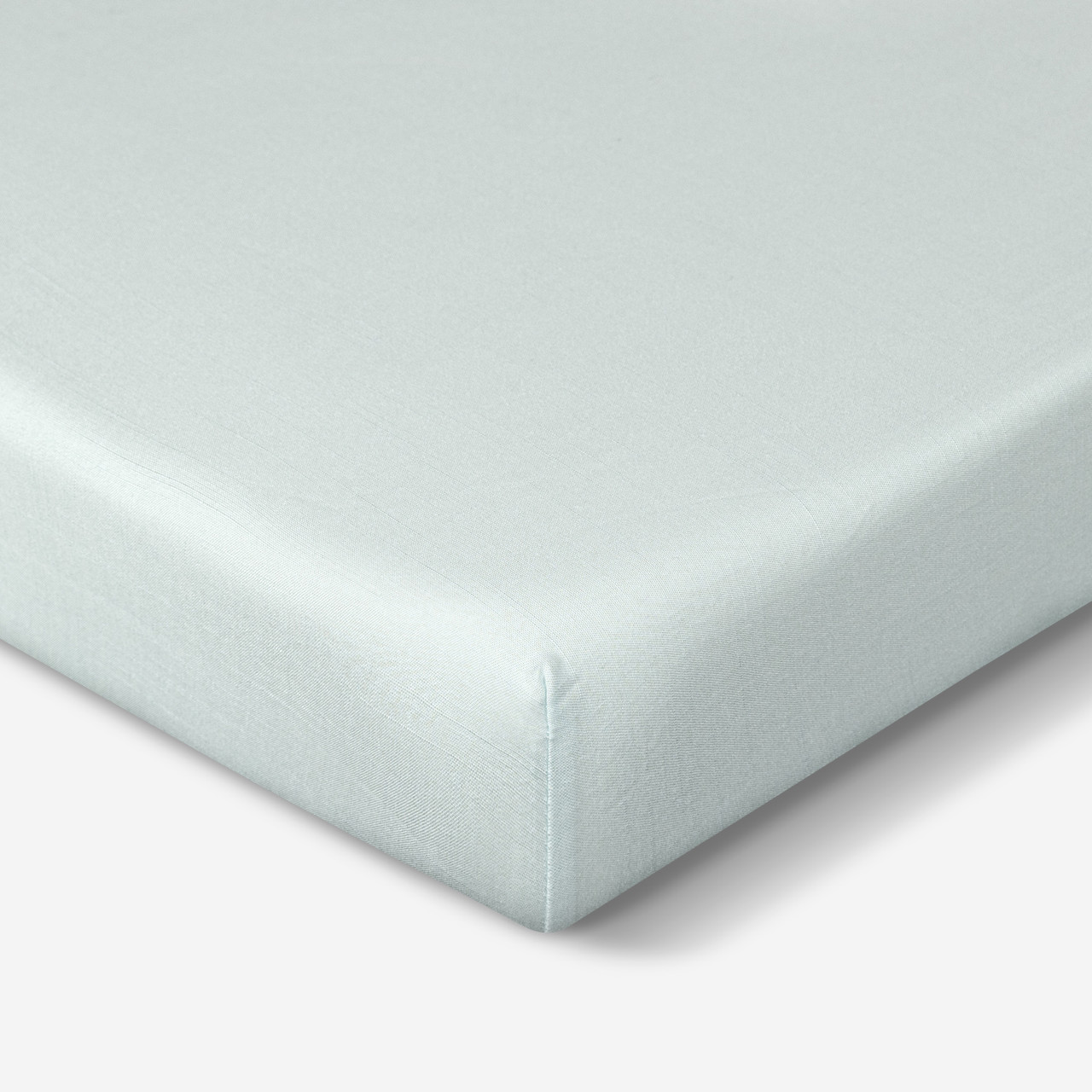 Crib Size - Bedgear Hyper-Linen Bamboo Blend Fitted Sheet On Mattress, Up Close Corner, Light Green Color