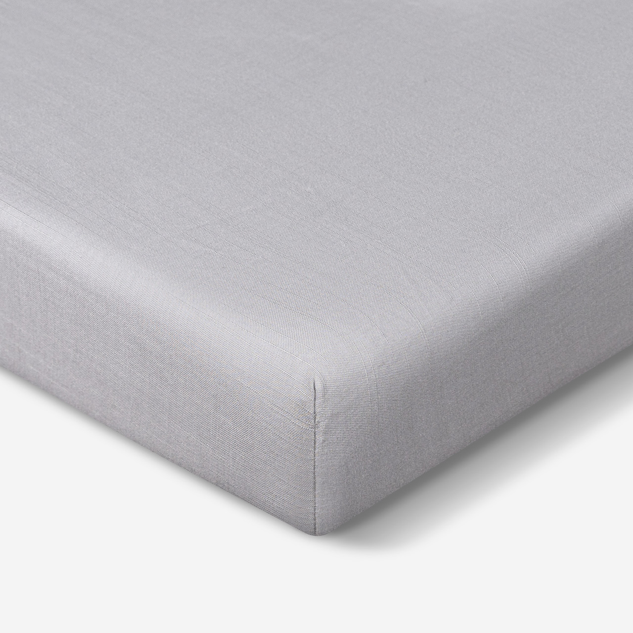 Crib Size - Bedgear Hyper-Linen Bamboo Blend Fitted Sheet On Mattress, Up Close Corner, Grey Color