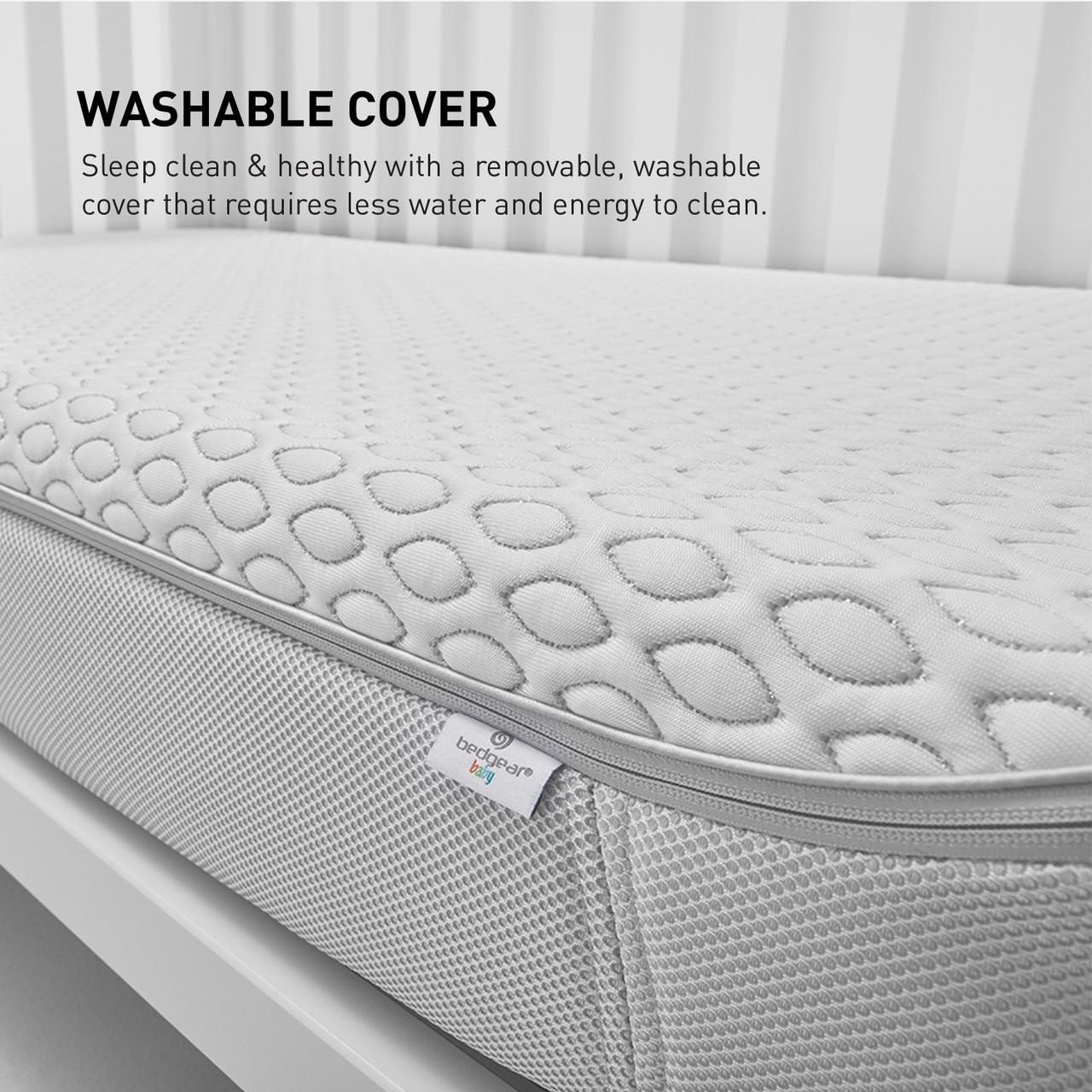 Bedgear Air-X 2 Stage Convertible Baby Performance Crib Mattress, Grey Side Shot