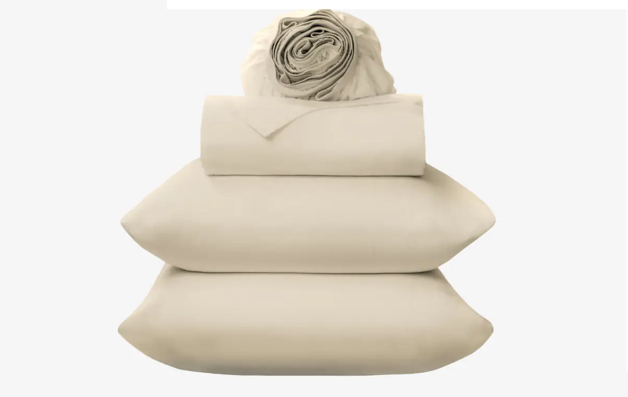 2026 CopperFlex Bamboo Cotton Bed Sheets, khaki, light brown, tan color, stacked