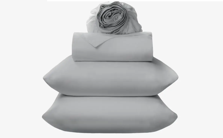 2026 CopperFlex Bamboo Cotton Bed Sheets, silver, gray color, stacked