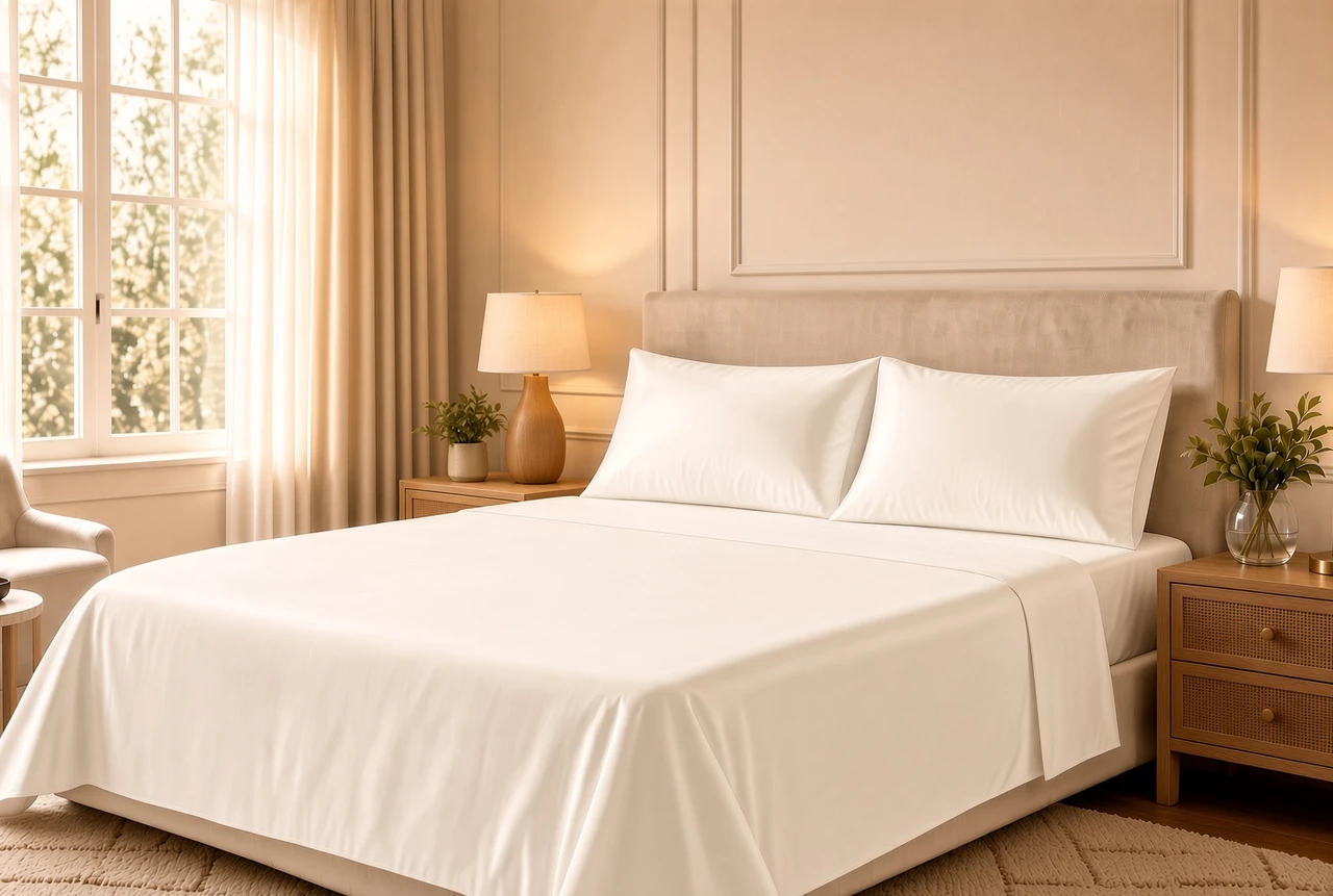 CozyFit 300TC Super Low Profile 6" - 9" 300TC Cotton Sateen Sheet Set - Made In The U.S.A. medium bone color