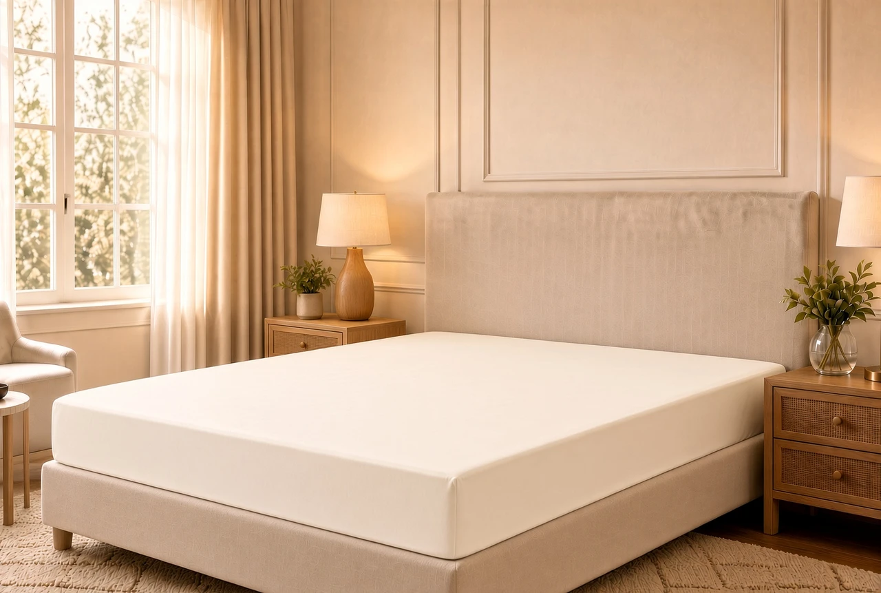 CozyFit 300TC Super Low Profile 6" - 9" 300TC Cotton Sateen Fitted Sheet Only - Made In The U.S.A., medium bone color