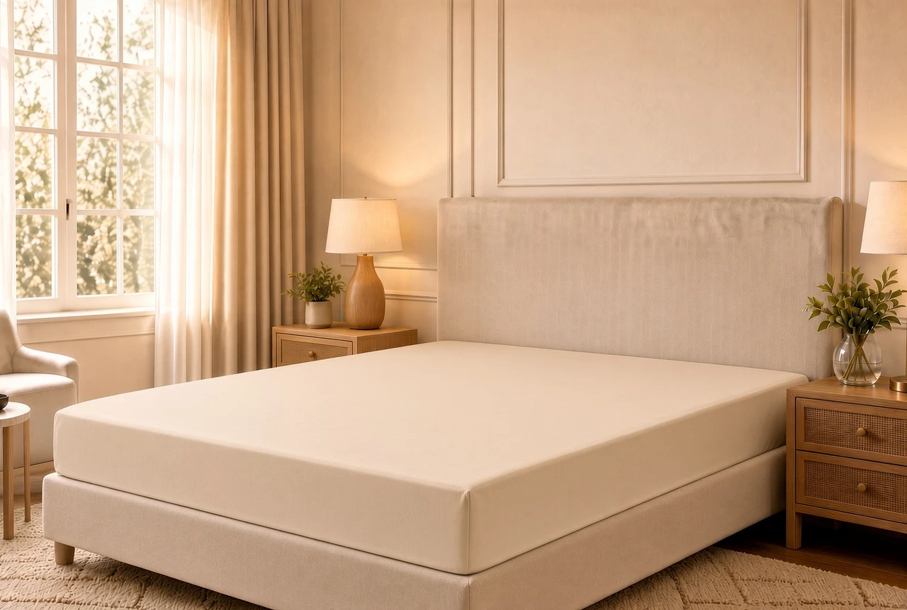 CozyFit 300TC Super Low Profile 6" - 9" 300TC Cotton Sateen Fitted Sheet Only - Made In The U.S.A., basic beige color