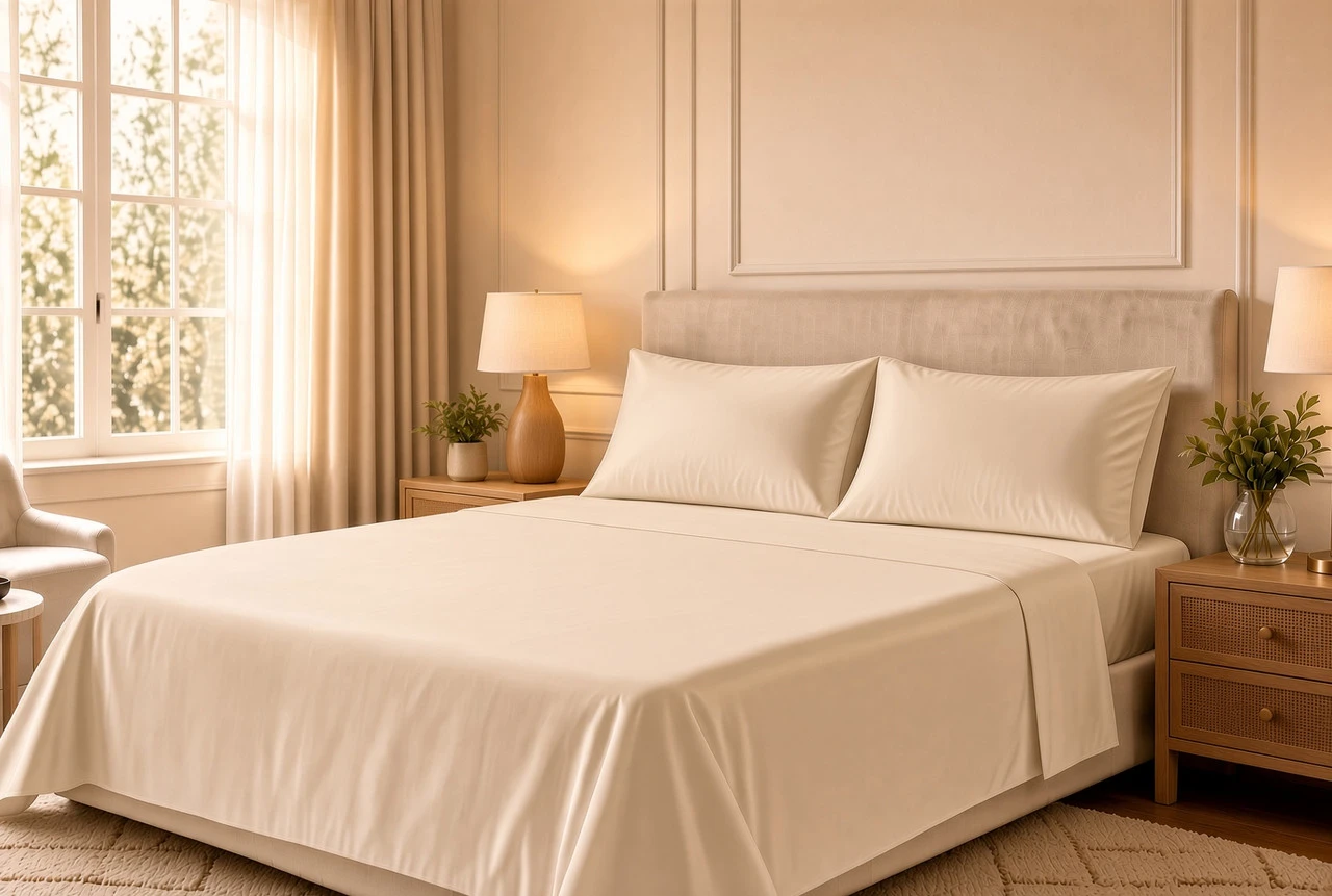 CozyFit 300TC Low Profile 9" - 12" 300TC Cotton Sateen Sheet Set - Made In The U.S.A. basic beige
