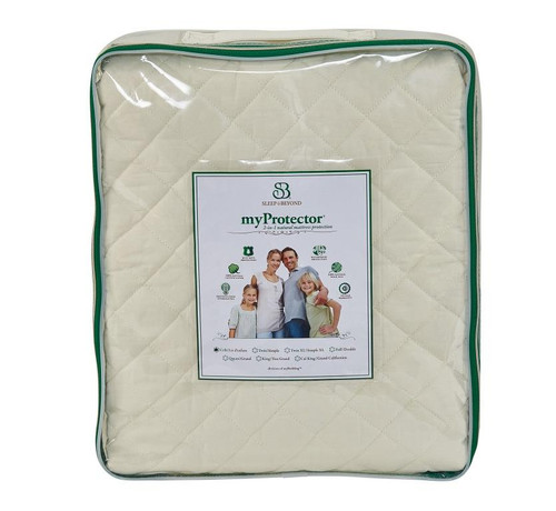 Sleep & Beyond myProtector™, 2-in-1 ultimate, washable, natural mattress protector front package
