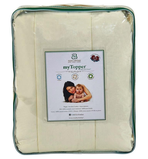 Sleep & Beyond myTopper™ 100% Washable Wool Mattress Topper Front 2