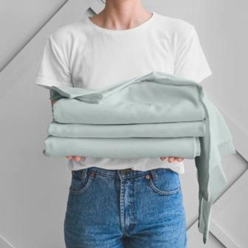 DreamComfort™ 100% Long Staple Cotton Sheet Set Sage Green Presentation