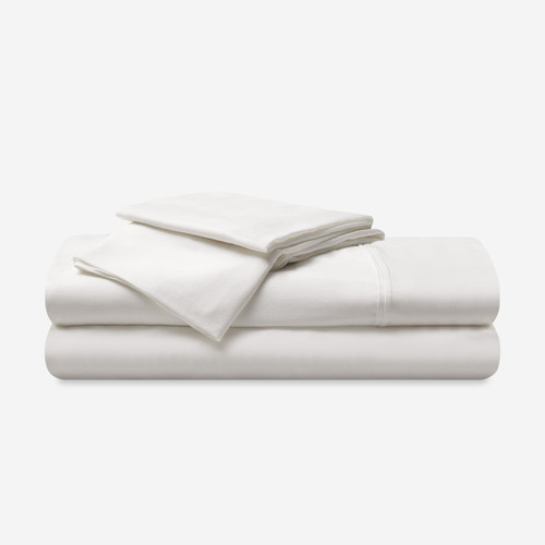 Bedgear®  Hyper-Linen™ Heat Deflecting Bamboo  Linen Sheet Set, Folded & Stacked, Bright White Color