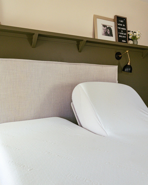 DreamFit™ Microfiber STADRY® Split Head Queen, Split Head King & Split Head Cal King Waterproof Mattress Protector, Adjustable Bed Shot