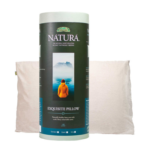 Natura Exquisite Ventilated Talalay Latex Pillow W/ Fleecy Cover Pillow & Packaging, Standard, Queen & King Size