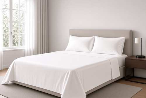 CozyFit 300TC Super Low Profile 6" - 9" 300TC Cotton Sateen Sheet Set - Made In The U.S.A. crisp white color