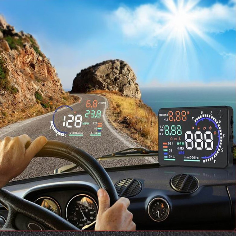5.5" HUD Car Heads Up Display CAR  9Speed Warning Windscreen Projector)- original cheap automobile car cool accessories like bmw m power badges gap seat filler and many more auto car unique cool accessories to upgrade your car benzinooautos.org