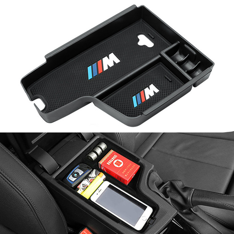 buy BMW Car Styling ///M Logo Center Console Armrest Box Storage FOR BMW F30 F31 320i 325i F32- original cheap automobile car cool accessories like bmw m power badges gap seat filler and many more auto car unique cool accessories to upgrade your car benzinooautos.org High quality trusted automotive car spare parts and accessories cool gadgets, door ghost light,  badges and logos from benz, audi , bmw , toyota, tesla