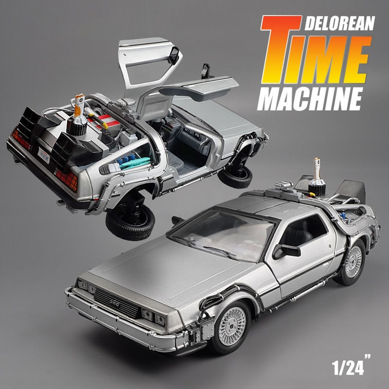 1:24 Diecast Alloy Model Car Dmc-12 Delorean Back To The Future Time Machine Metal Toy Car
