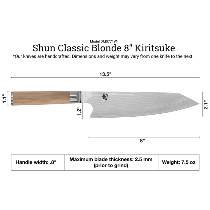 Shun Coltello Kiritsuke Classico 6" – Acciaio Damasco 34 Strati, Manico In Pakkawood, Affilatura Giapponese