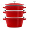STAUB Stackable Set Stackable Set Medium 4 Piece Cast Iron, Cherry