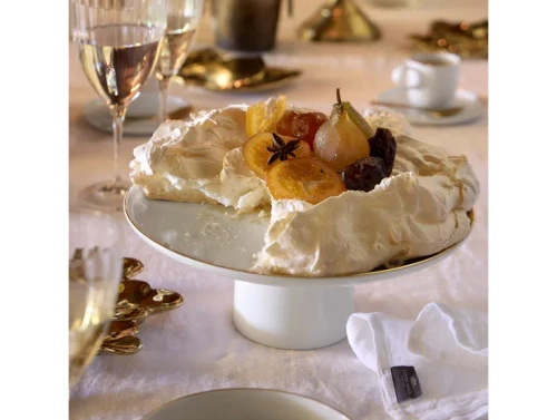 Costa Nova Resonance Porcelain Gold Rim Footed Plate