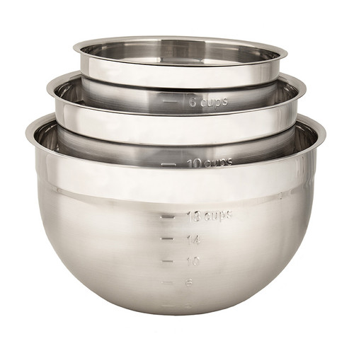 Cuisipro Stainless Steel 3pc Mixing Bowl Set