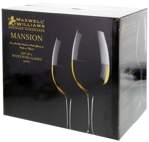  Maxwell & Williams Mansion Glassware White Wine Glasses 240 ml Set of 6  Gift Boxed