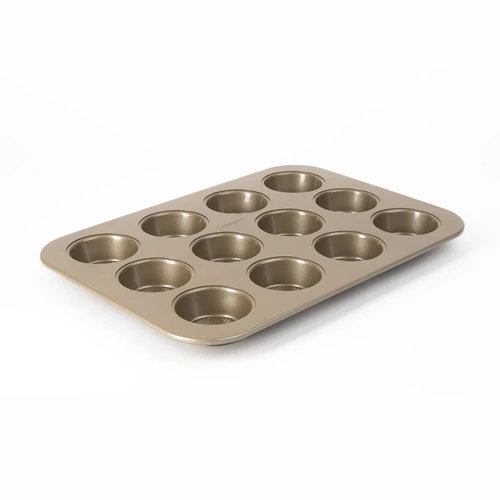 Cuisipro Bakeware, Muffin Tray, 12 Cup, 15.2x11.1x1.1"/40x28.3x2.8cm, Carbon Steel