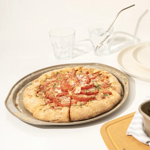 Cuisipro Bakeware, Pizza Pan, 14 x13x0.5"/35.6x33x1.27cm, Carbon Steel