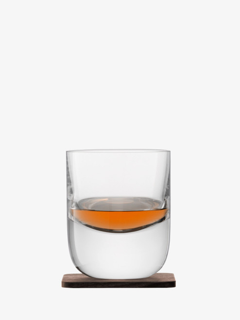 Whisky Renfrew Tumbler 270ml Clear & Walnut Coaster - Set of 2