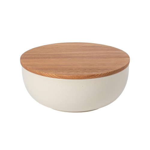 Pacifica Serving Bowl Vanilla with Oak Lid