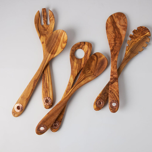 Ruffoni Copper Utensil Holder with 6-piece Olivewood Tool Set