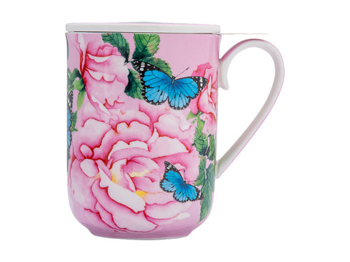 Maxwell & Williams Posey Rose Mug with Infuser & Lid 340ml