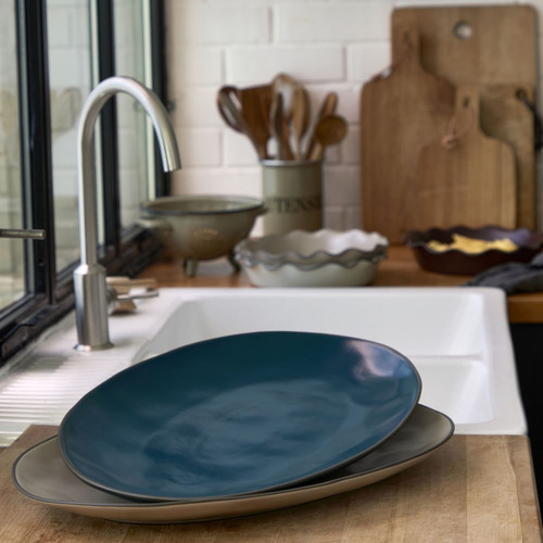 Stacked Organic Deep Sea Oval Platter