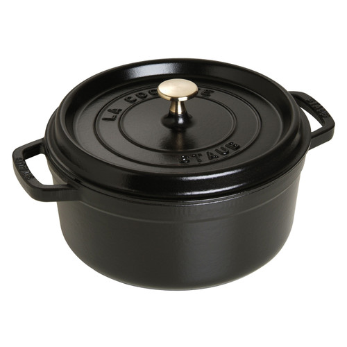 STAUB La Cocotte 3.7 L Cast Iron Round Cocotte, Black STAUB La Cocotte 3.7 L Cast Iron Round Cocotte, Black