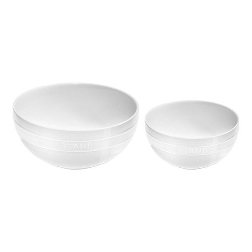 STAUB Ceramique 2 Piece Ceramic Large Mixing Bowl Set, White STAUB Ceramique 2 Piece Ceramic Large Mixing Bowl Set, White