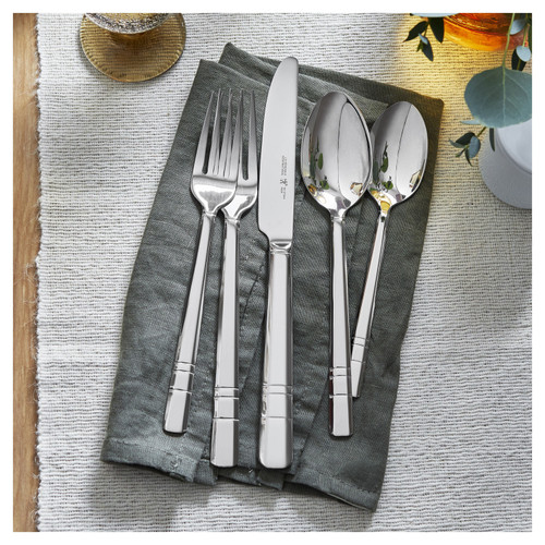 HENCKELS Madison Square 65 Piece Flatware Set Polished HENCKELS Madison Square 65 Piece Flatware Set Polished