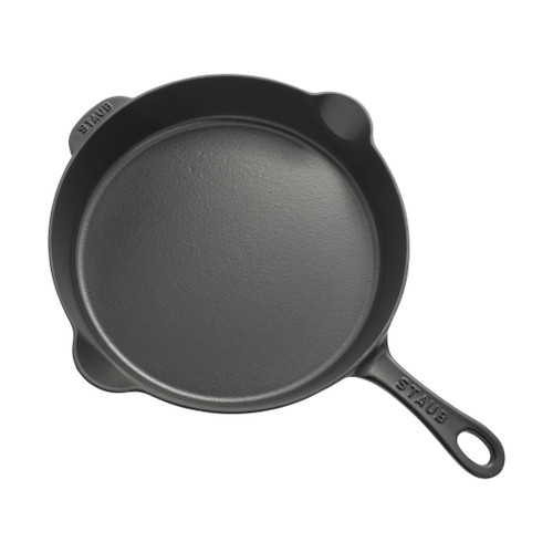 STAUB Pans 28 cm / 11 inch Cast Iron Traditional Deep Frypan, Black