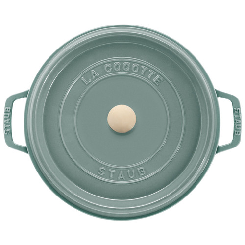 STAUB La Cocotte 5.25 L Cast Iron Round Cocotte, Eucalyptus