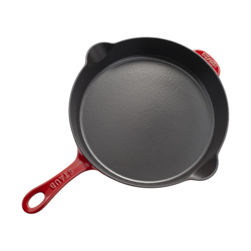 STAUB Pans 28 cm / 11 inch Cast Iron Frying Pan Traditional, Cherry (Visual Imperfections - B Stock)