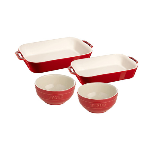 STAUB Ceramique 4 Piece Bakeware Set, Cherry