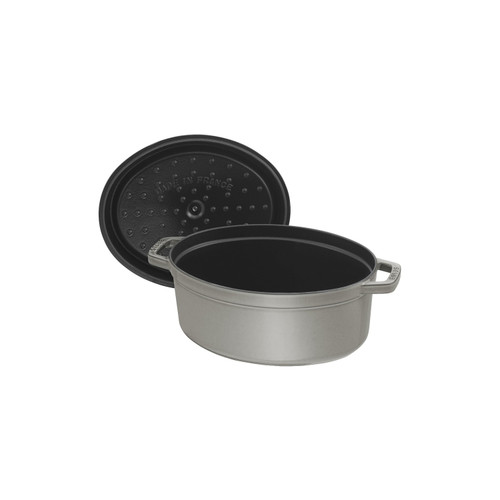 STAUB La Cocotte 6.75 L Cast Iron Oval Cocotte, Graphite-Grey