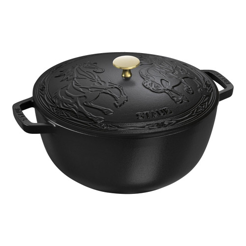 STAUB La Cocotte 4.8 L Cast Iron Round Year of The Horse French Oven, Black