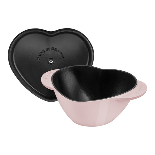STAUB La Cocotte 1.75 L Cast Iron Heart Cocotte, Sorbet Rose