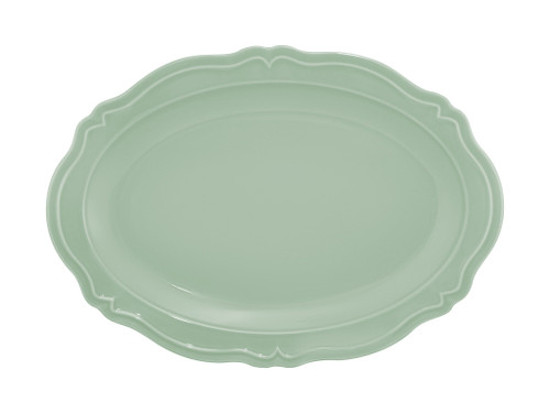 Florence Sage Scalloped Oval Platter 35x25cm