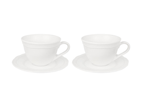 Florence White Scalloped Embossed Espresso Cup & Saucer 80ml - set of 4