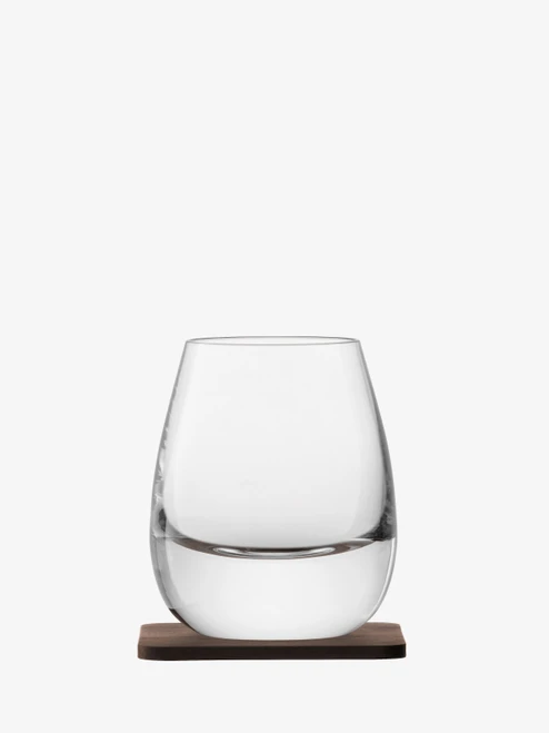 Whisky Arran Tumbler 250ml Clear & Walnut Coaster - set of 2