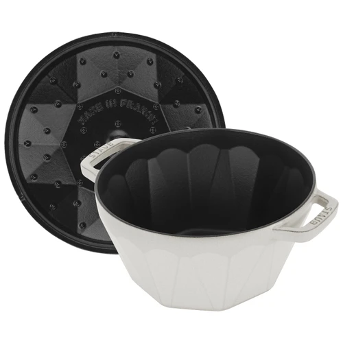 STAUB La Cocotte 2.8 L Cast Iron Diamond Cocotte, White Truffle