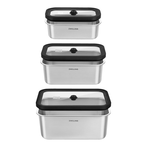 ZWILLING Fresh & Save STAINLESS S/M/L / 6 Piece Vacuum Box Set, Stainless Steel, Silver