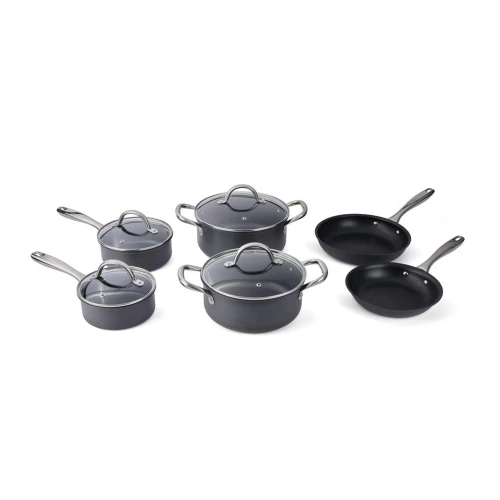 Cuisipro Cookware, Easy Release Hard Anodized, 10pcs Set, Stainless Steel Handles