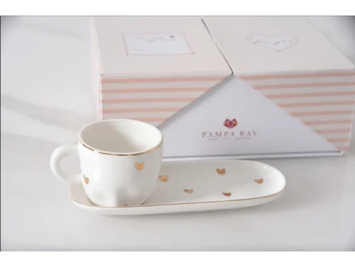 Pampa Bay Heart to Heart Espresso Cup & Saucer x2